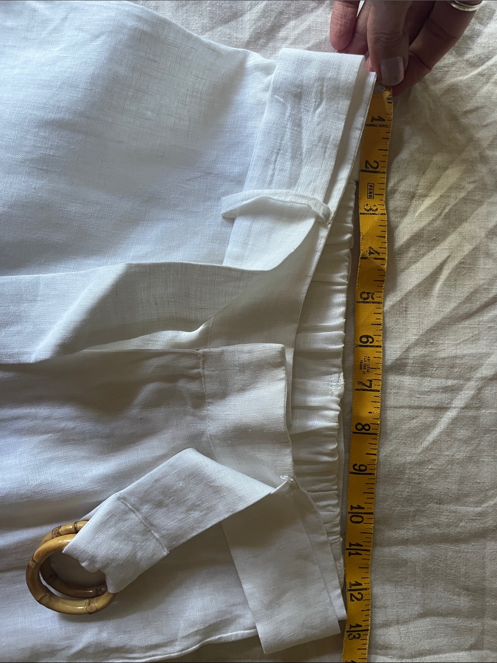 Chasing Unicorns βοΈ White Linen Cutwork Embroidery Wide Leg Trousers sz XS/Small - Picture 11 of 16